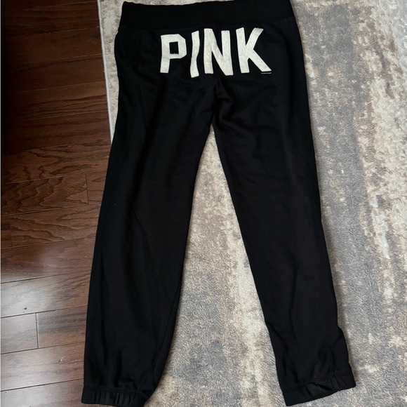 PINK Victoria's Secret Black Cotton Sweatsuit. Pants and zip jacket together. - Picture 2 of 7